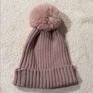 H&M Soft Mauve Knit Beanie with Pom-Pom